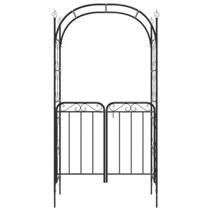 vidaXL Garden Arch with Gate Black 108x45x235 cm Steel