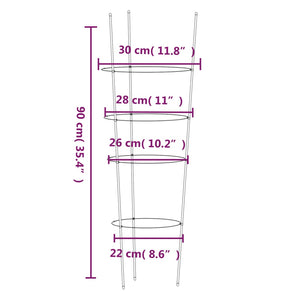 vidaXL Garden Plant Supports with 4 Rings 5 pcs Green 90 cm Steel