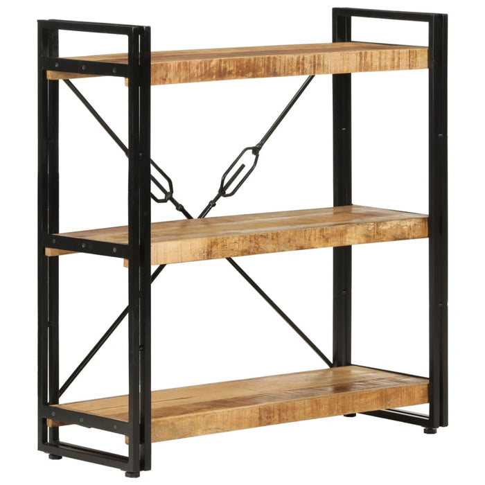 vidaXL 3-Tier Bookcase 77x30x80 cm Solid Wood Mango and Iron