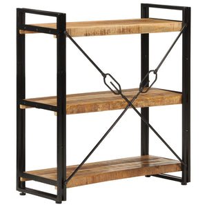 vidaXL 3-Tier Bookcase 77x30x80 cm Solid Wood Mango and Iron