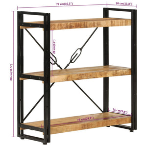 vidaXL 3-Tier Bookcase 77x30x80 cm Solid Wood Mango and Iron