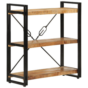 vidaXL 3-Tier Bookcase 77x30x80 cm Solid Wood Mango and Iron