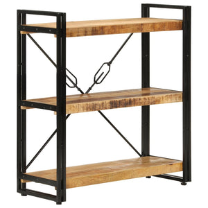 vidaXL 3-Tier Bookcase 77x30x80 cm Solid Wood Mango and Iron