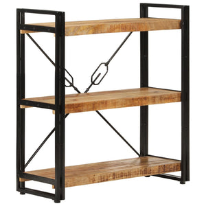 vidaXL 3-Tier Bookcase 77x30x80 cm Solid Wood Mango and Iron