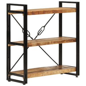 vidaXL 3-Tier Bookcase 77x30x80 cm Solid Wood Mango and Iron