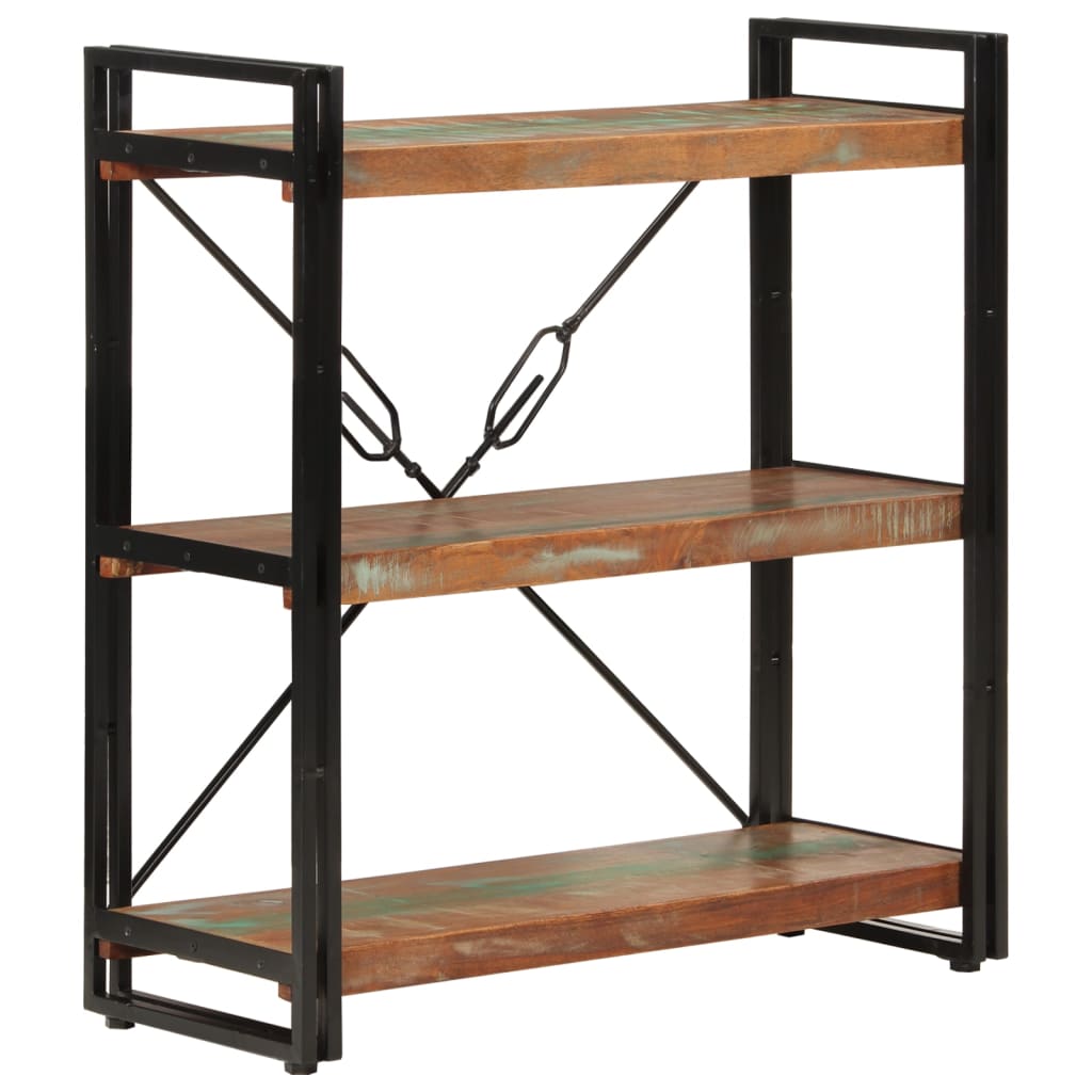 vidaXL 3-Tier Bookcase 77x30x80 cm Solid Wood Reclaimed and Iron