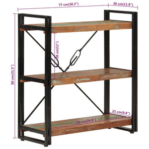 vidaXL 3-Tier Bookcase 77x30x80 cm Solid Wood Reclaimed and Iron