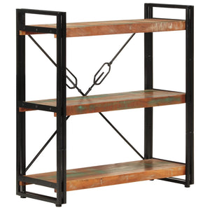 vidaXL 3-Tier Bookcase 77x30x80 cm Solid Wood Reclaimed and Iron