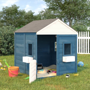 vidaXL Playhouse with Lockable Door and Flower Pots Solid Wood Fir