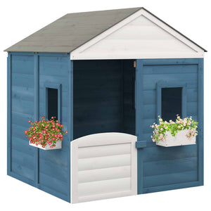 vidaXL Playhouse with Lockable Door and Flower Pots Solid Wood Fir