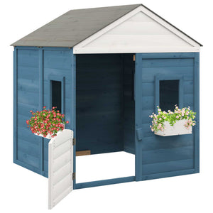 vidaXL Playhouse with Lockable Door and Flower Pots Solid Wood Fir