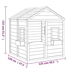 vidaXL Playhouse with Lockable Door and Flower Pots Solid Wood Fir