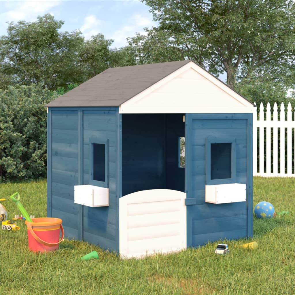 vidaXL Playhouse with Lockable Door and Flower Pots Solid Wood Fir