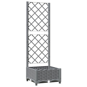 vidaXL Garden Planter with Trellis Light Grey 40x40x121.5 cm PP