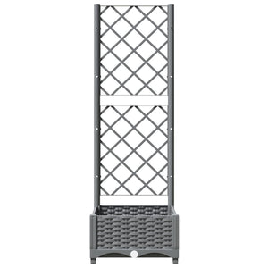 vidaXL Garden Planter with Trellis Light Grey 40x40x121.5 cm PP