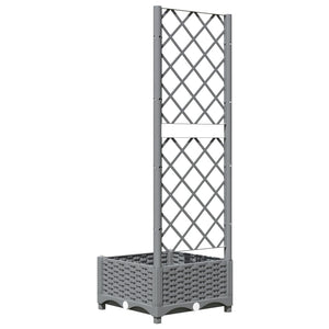 vidaXL Garden Planter with Trellis Light Grey 40x40x121.5 cm PP