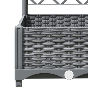 vidaXL Garden Planter with Trellis Light Grey 40x40x121.5 cm PP