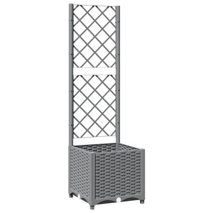 vidaXL Garden Planter with Trellis Light Grey 40x40x136 cm PP