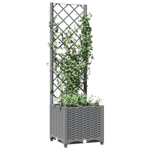 vidaXL Garden Planter with Trellis Light Grey 40x40x136 cm PP