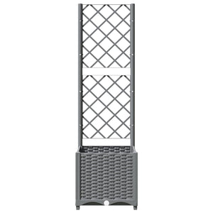 vidaXL Garden Planter with Trellis Light Grey 40x40x136 cm PP