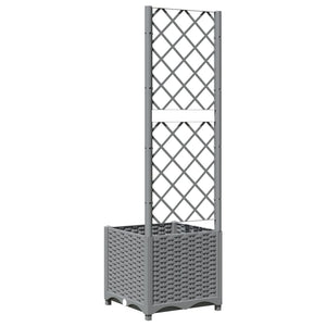 vidaXL Garden Planter with Trellis Light Grey 40x40x136 cm PP