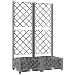 vidaXL Garden Planter with Trellis Light Grey 80x40x121.5 cm PP