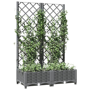 vidaXL Garden Planter with Trellis Light Grey 80x40x121.5 cm PP