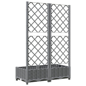 vidaXL Garden Planter with Trellis Light Grey 80x40x121.5 cm PP