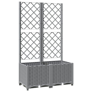 vidaXL Garden Planter with Trellis Light Grey 80x40x136 cm PP