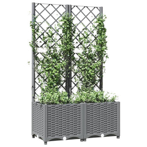 vidaXL Garden Planter with Trellis Light Grey 80x40x136 cm PP