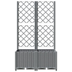 vidaXL Garden Planter with Trellis Light Grey 80x40x136 cm PP