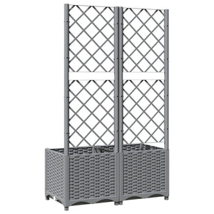 vidaXL Garden Planter with Trellis Light Grey 80x40x136 cm PP