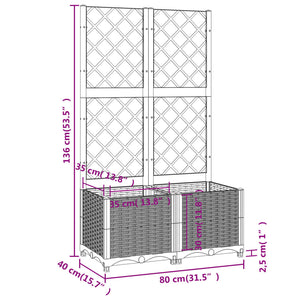 vidaXL Garden Planter with Trellis Light Grey 80x40x136 cm PP