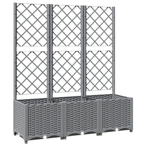 vidaXL Garden Planter with Trellis Light Grey 120x40x136 cm PP