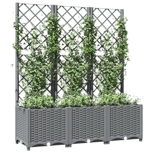 vidaXL Garden Planter with Trellis Light Grey 120x40x136 cm PP