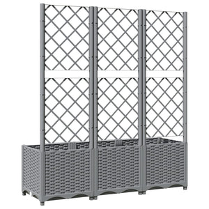 vidaXL Garden Planter with Trellis Light Grey 120x40x136 cm PP