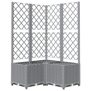 vidaXL Garden Planter with Trellis Light Grey 80x80x136 cm PP