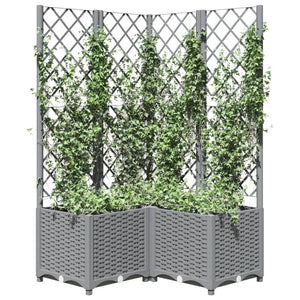 vidaXL Garden Planter with Trellis Light Grey 80x80x136 cm PP