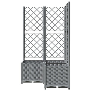 vidaXL Garden Planter with Trellis Light Grey 80x80x136 cm PP