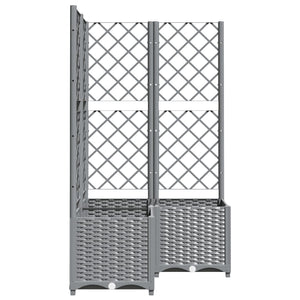 vidaXL Garden Planter with Trellis Light Grey 80x80x136 cm PP