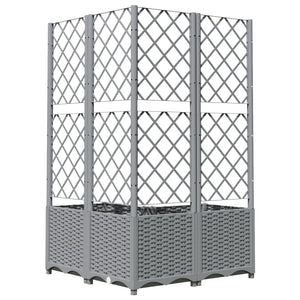 vidaXL Garden Planter with Trellis Light Grey 80x80x136 cm PP