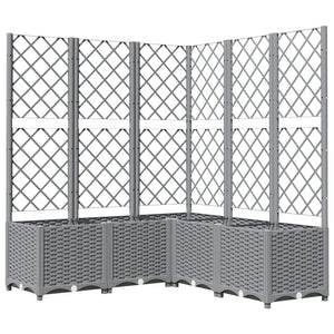 vidaXL Garden Planter with Trellis Light Grey 120x120x136 cm PP