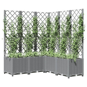 vidaXL Garden Planter with Trellis Light Grey 120x120x136 cm PP