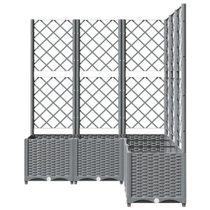 vidaXL Garden Planter with Trellis Light Grey 120x120x136 cm PP