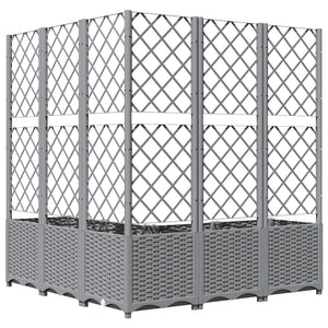 vidaXL Garden Planter with Trellis Light Grey 120x120x136 cm PP