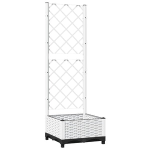 vidaXL Garden Planter with Trellis White 40x40x121.5 cm PP