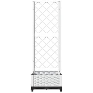 vidaXL Garden Planter with Trellis White 40x40x121.5 cm PP