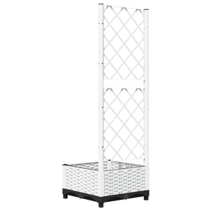 vidaXL Garden Planter with Trellis White 40x40x121.5 cm PP