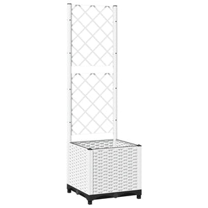 vidaXL Garden Planter with Trellis White 40x40x136 cm PP