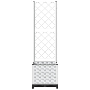 vidaXL Garden Planter with Trellis White 40x40x136 cm PP